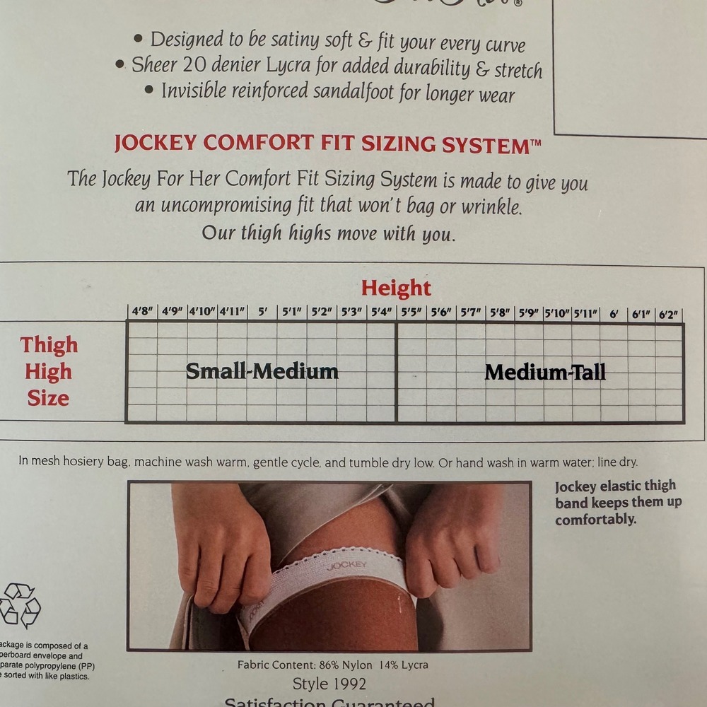 Vintage Jockey For Her Off Black Sheer Thigh Highs 1992 Small Medium Made in USA - Picture 5 of 6